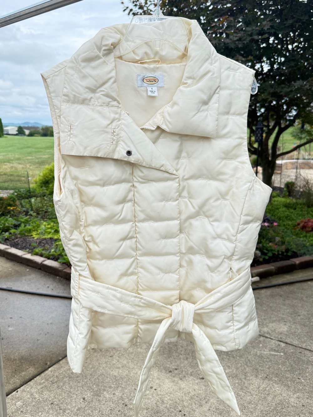 Talbots Cream Quilted Belted Puffer Vest
